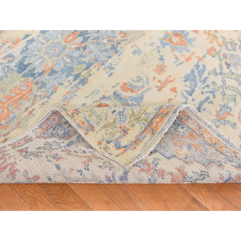 Tapis oriental noué à la main 5 pi 9 po x 9 pi Alabaster