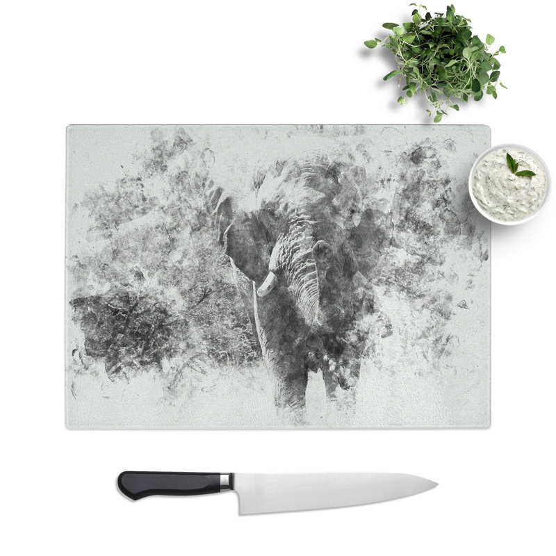 Tempered Glass the Majestic Elephant Chopping Board, 20 cm x 28.5 cm