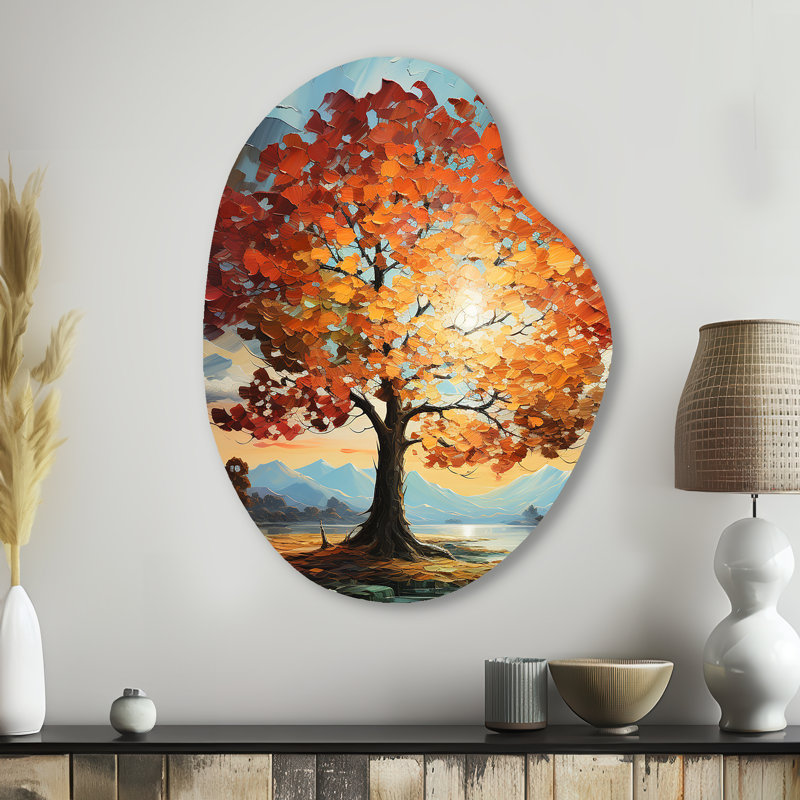 Ornement érable orange sarcelle majestueux - érable en forme de poire décoration murale irrégulière en métal
