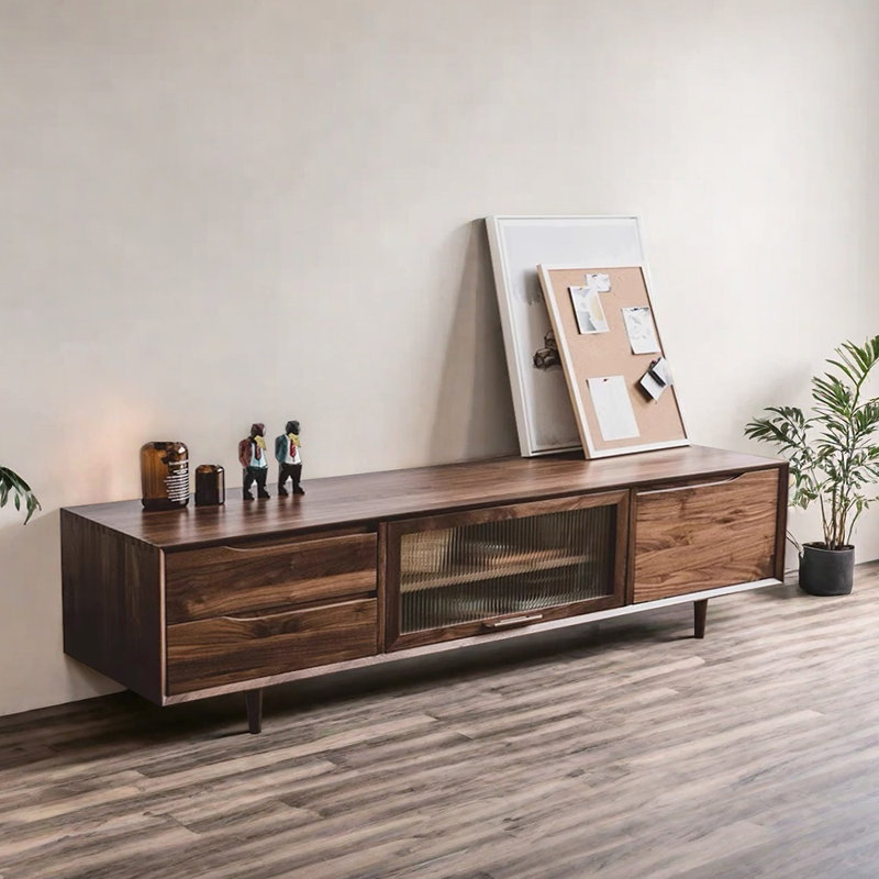 Meuble télé rétro haut de gamme, H 20,47 po x L 78,74 po x l 17,71 po, Noyer