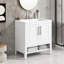 Meuble-lavabo de 30 pouces avec lavabo, armoire de rangement multifonctionnelle, fabrication en bois massif durable et panneau de fibres à densité moyenne