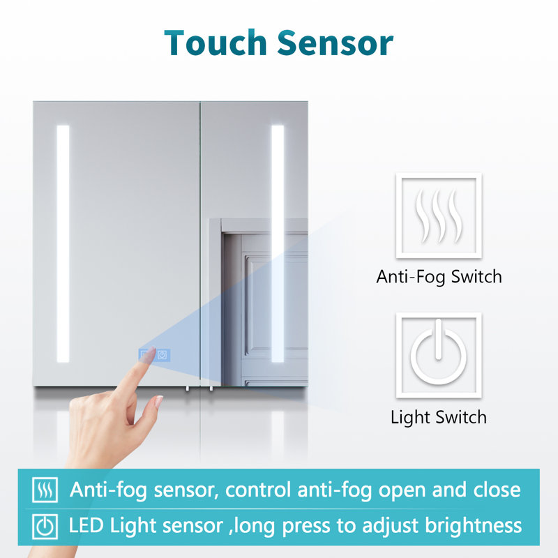 63mm W 65mm H Medicine Cabinet Mirror 3 Adjustable