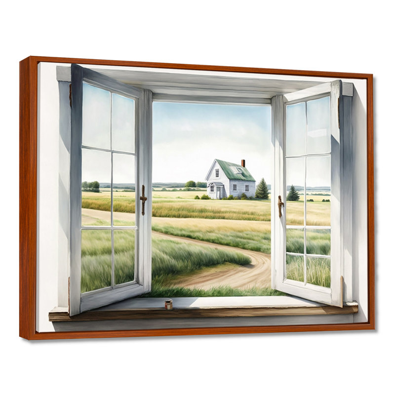 «Window to Landscape Views II», reproduction sur toile, H 12 po x l 20 po x P 1 po, Cadre flottant brun