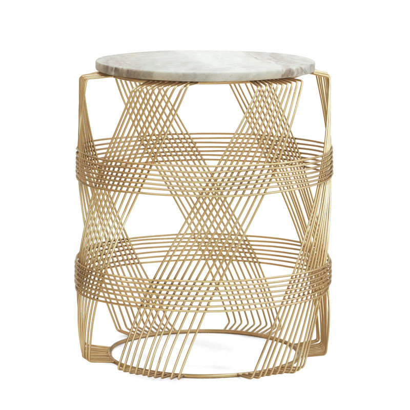 ROUND WIRE TABLE WITH MARBLE TOP