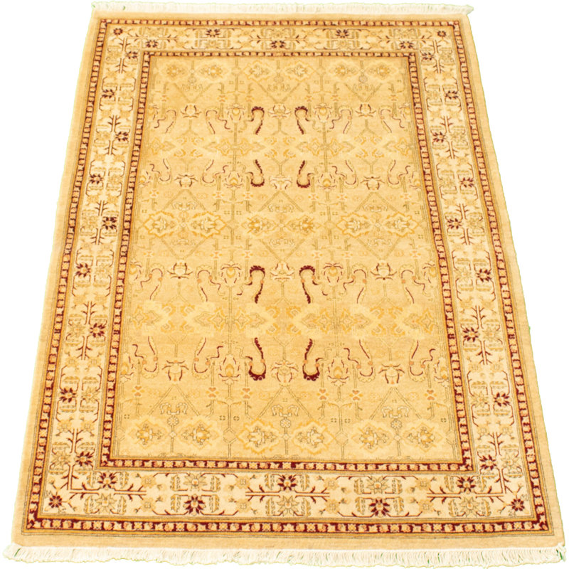 Tapis décoratif en laine noué à la main de conception unique 4 pi 1 po x 6 pi 3 po noué à la main new age