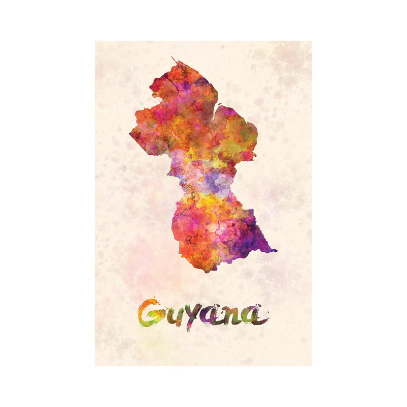 Guyana In Watercolour by Paul Rommer - Wrapped Canvas Painting, 66.04 cm H x 45.72 cm W