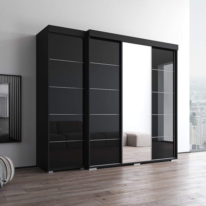 Armoire 94,1 "avec 1 miroir Aria, Noir