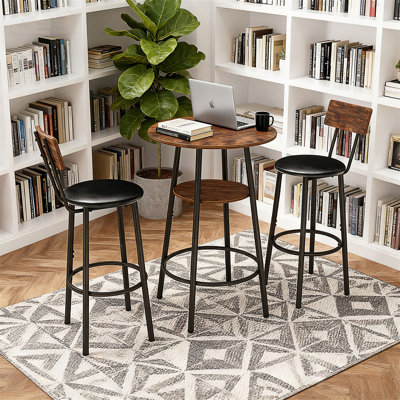 Ensemble 3 pièces table et chaises de bar rondes