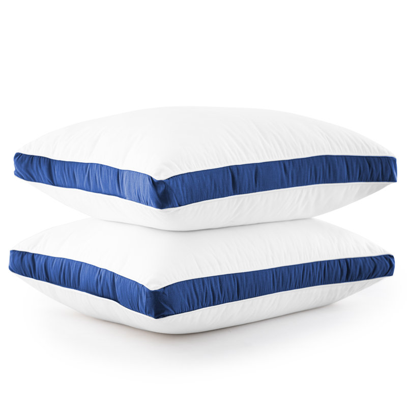 Coussin en fibre Luxury, Roi, Blanc / Bleu