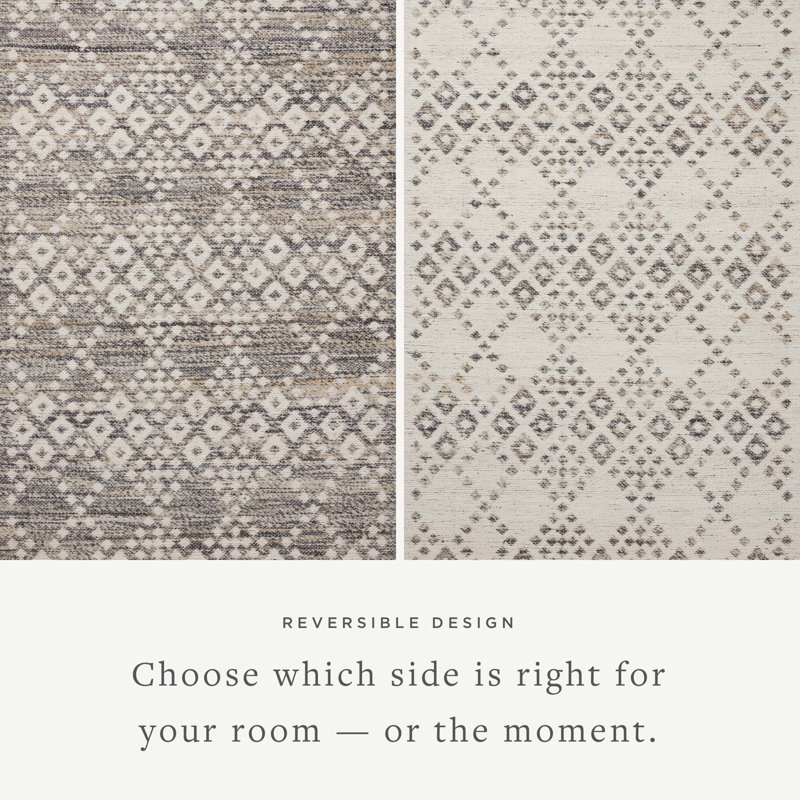 Denim and Ivory Flat Woven Wool Cotton Reversible Area Rug