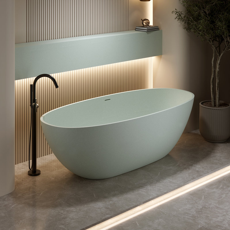 Baignoire autoportante moderne en résine, surface solide vert turquoise