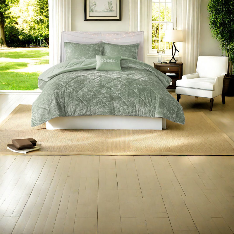 Ensemble de literie en velours luxueux, polyester vert simple / simple TG pour la maison