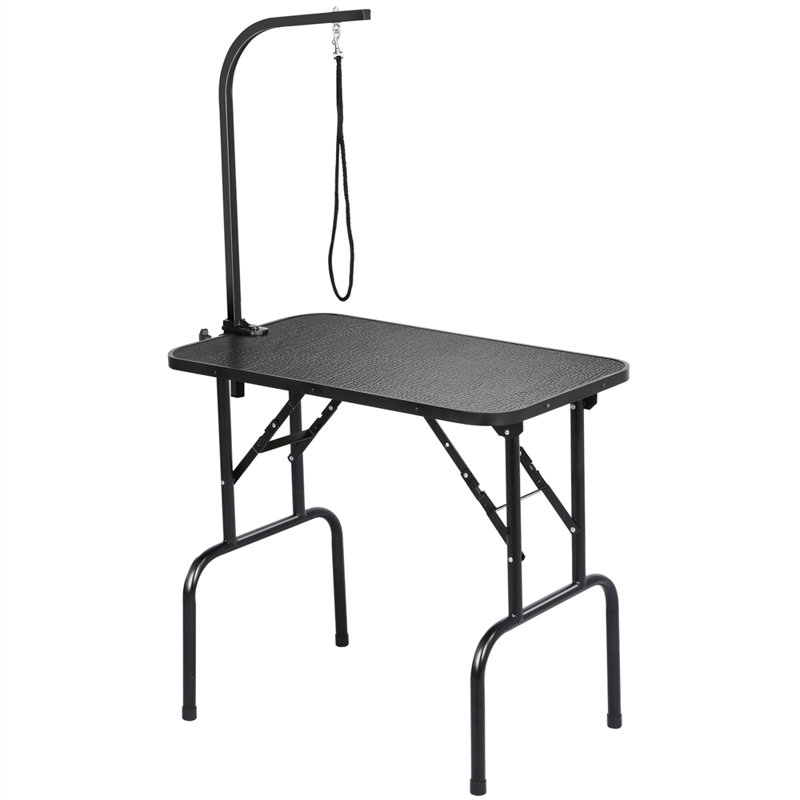 60.2'' H x 32'' W x 19.5'' D Foldable Dog Folding Grooming Table, Black