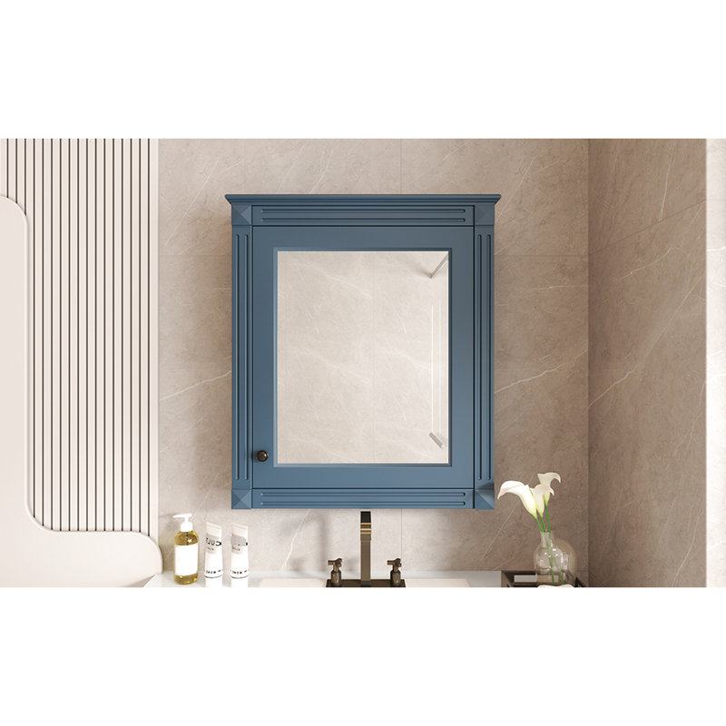 Armoire de rangement de salle de bain moderne 24 po x 27 po, fixation murale, miroir, tablettes réglables, économiseur d'espace, armoire de rangement pour articles de bain avec tablette et épargne, style salle de bain