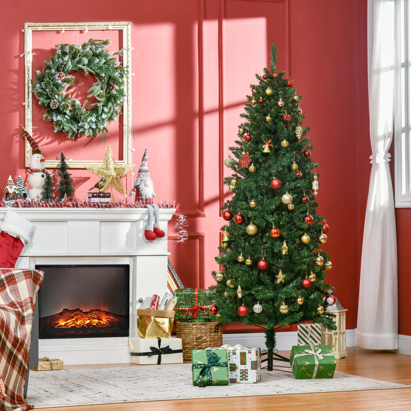 Grand sapin de Noël artificiel non éclairé avec branches réalistes