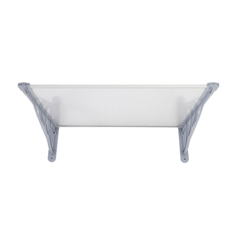 Dakota Fields 90cm D Plastic Cover Retractable Door / Window Awning, 28cm H x 150cm W x 90cm D, Clear/Silver