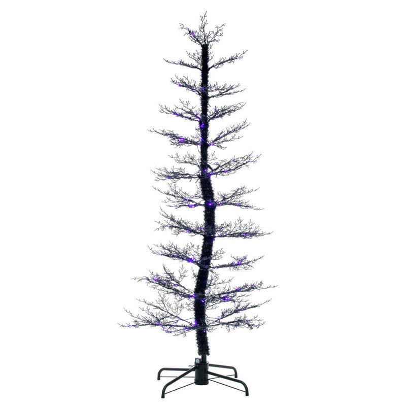 Arbre d'Halloween en cèdre noir Primrue pré-éclairé avec 160 lumières orange et mauves., H 84 po x l 38 po x P 38 po