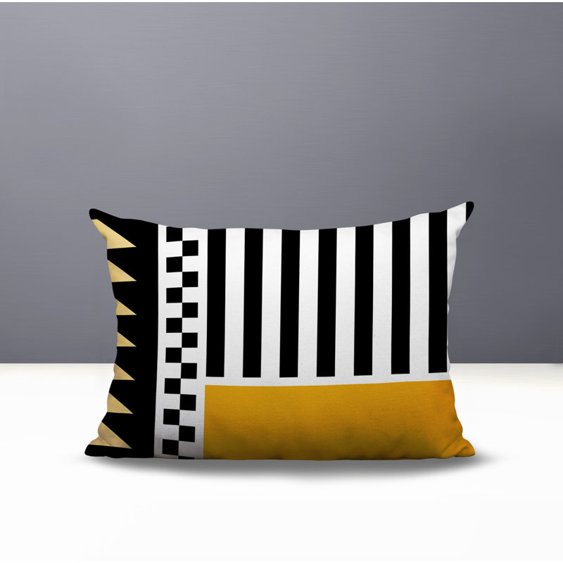 Oreiller rectangulaire réversible intérieur / extérieur Kaleido, Jaune, Rectangulaire H 18 po x l 25 po