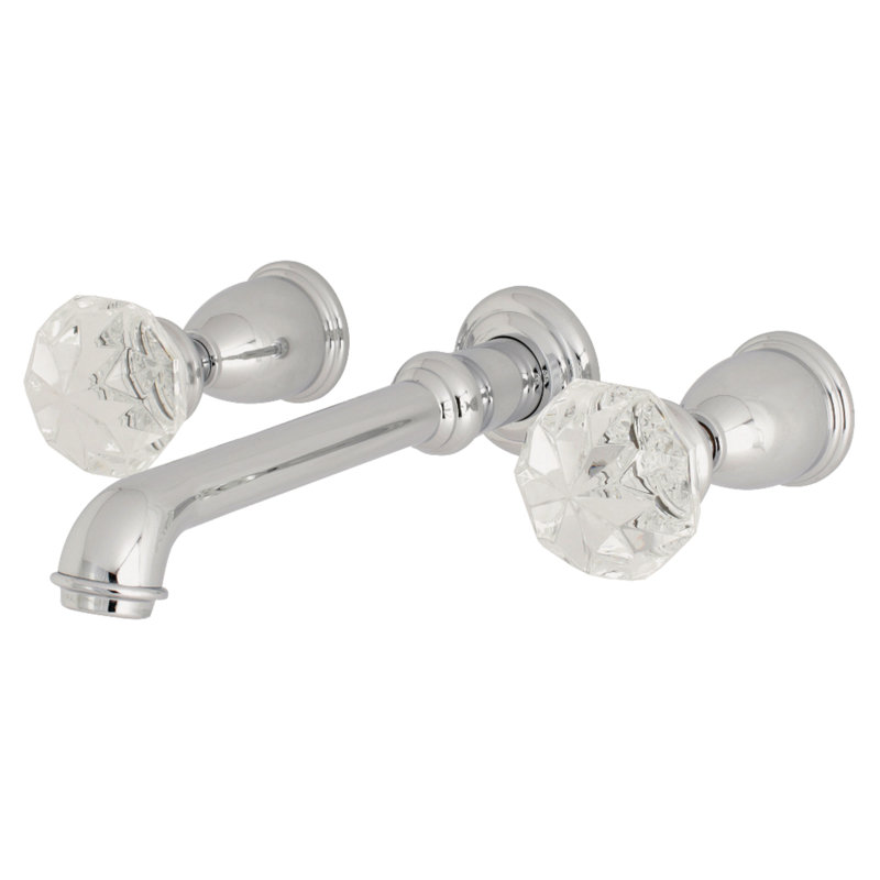 Kingston Brass Krystal Onyx Two-Handle 3-Hole Wall Mount Bathroom Faucet