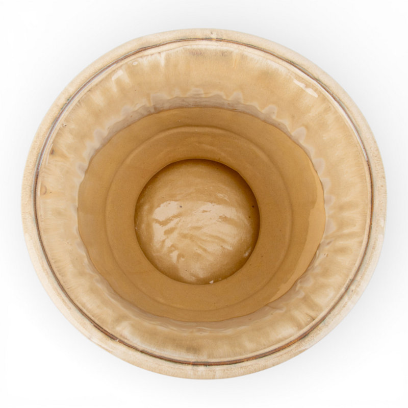 Cream Ceramic Planter With Ribbed Design