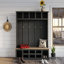 Portemanteau moderne en bois de style campagnard H 78 po avec banc de rangement large, armoire à chaussures d'entrée avec 13 compartiments, portemanteau élégant avec 6 crochets pour le vestibule, le salon,