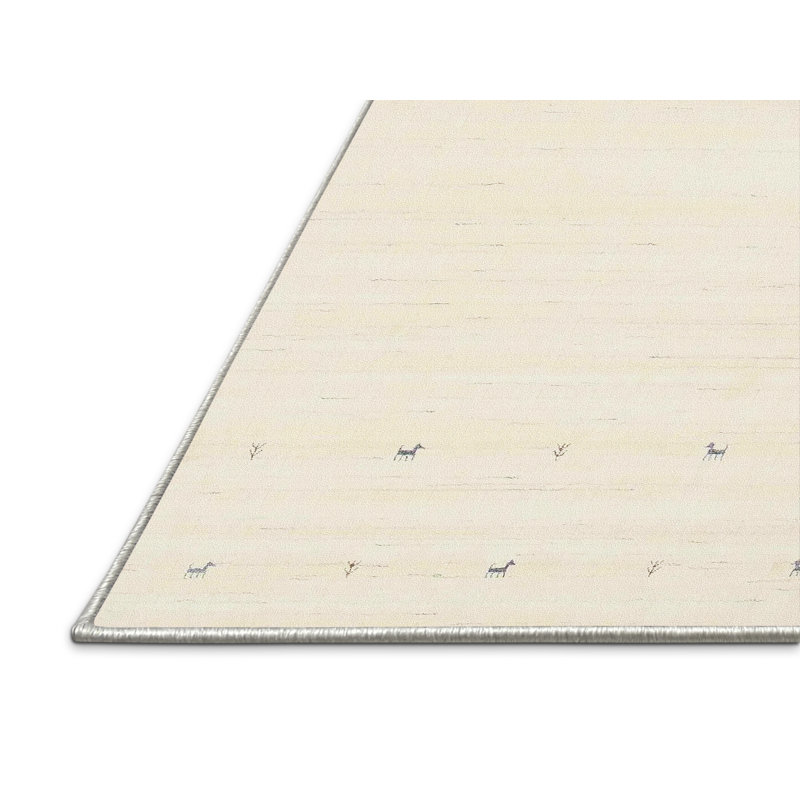 Tapis de zone crème contemporaine, Rectangle 5 pi x 7 pi