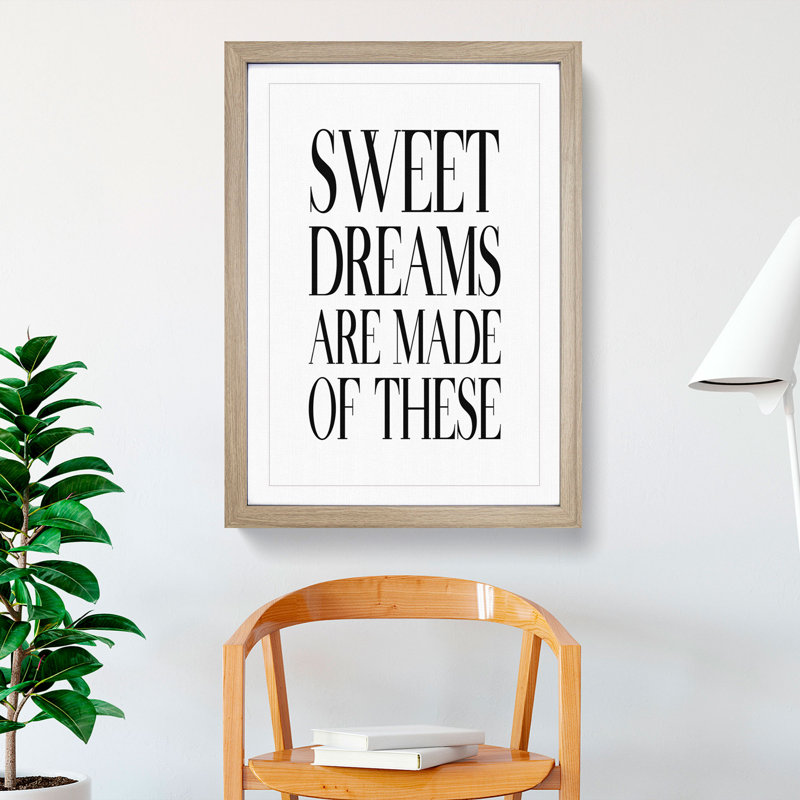 Sweet Dreams - Picture Frame Typography, Oak Framed, 90cm H x 65cm W x 2cm D