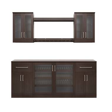 Home Wine Bar Cabinet 7-piece Set with Short Wall Cabinets by NewAge  Products