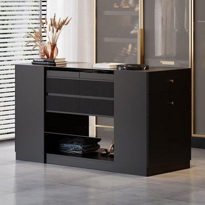 Commode à bijoux 60 po blanc cassé avec portes et tiroirs