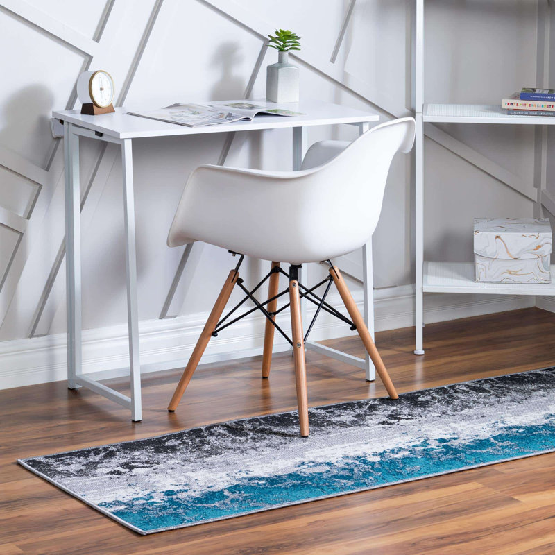 Tapis bleu/gris, Tapis de couloir 2 pi x 6 pi 1 po