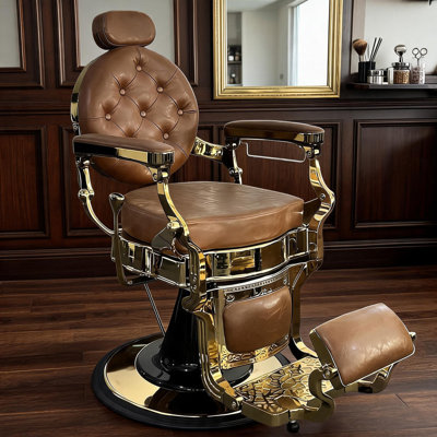 Fauteuil de coiffeur vintage hydraulique, fauteuil de coiffage pivotant à 360 ° avec support de 700 lb, inclinaison réglable et repose-pieds pour studio de tatoo ou de beauté
