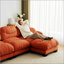 Canapé modulaire confortable en tissu de chenille plissé 3 places avec mousse ergonomique haute densité, canapé modulaire en forme de U avec 2 repose-pieds et accoudoirs ronds-133248021-133248022
