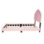 Lit plateforme capitonné en laine rose avec tête de lit festonnée à DEL, taille simple-1590488243-1590488266