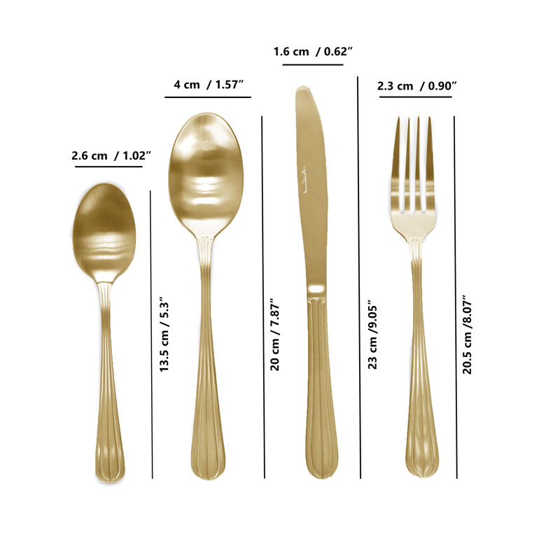 Ensemble de couverts Renoir, service pour 4, Or mat