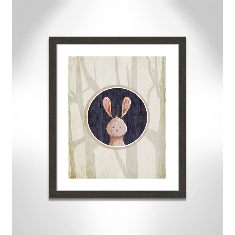«Juvenile Forest Animals», impression sur papier, H 24,5 po x l 20,5 po x P 0,6 po, Cadre plat à grain de bois noir