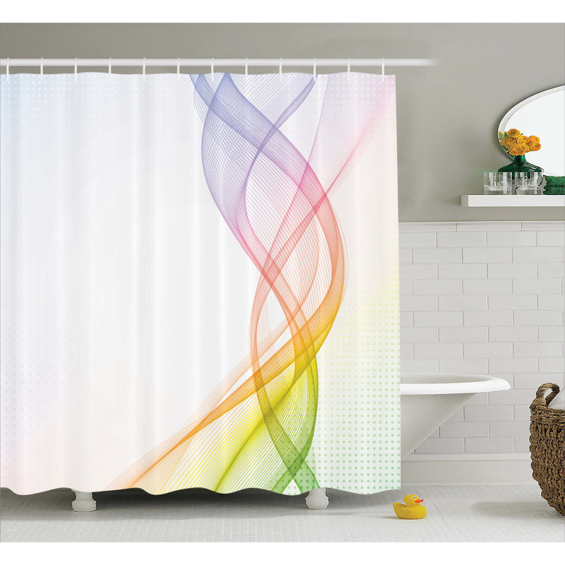 Rideau de douche simple Rainbow ondulé alexzandrya, H 75 po x l 69 po