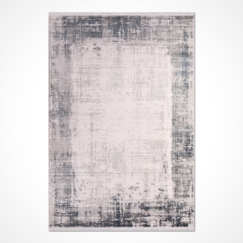 Tapis beige moderne lavable à la machine, Rectangle 6 pi 7 po x 9 pi 7 po