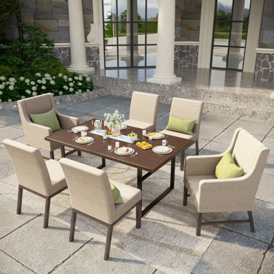 Maddlynn 6 - Person Patio Dining Set with Rectangular Table , Cushions Included