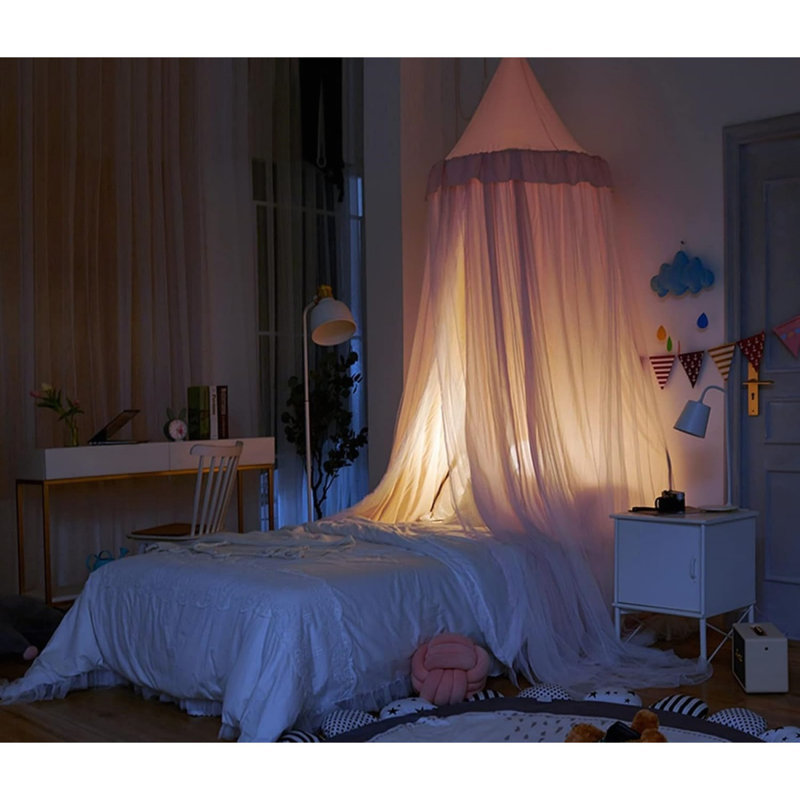 Princess Round Dome Bed Canopy For Girls Room (Pink/White) 80 X 398Cm