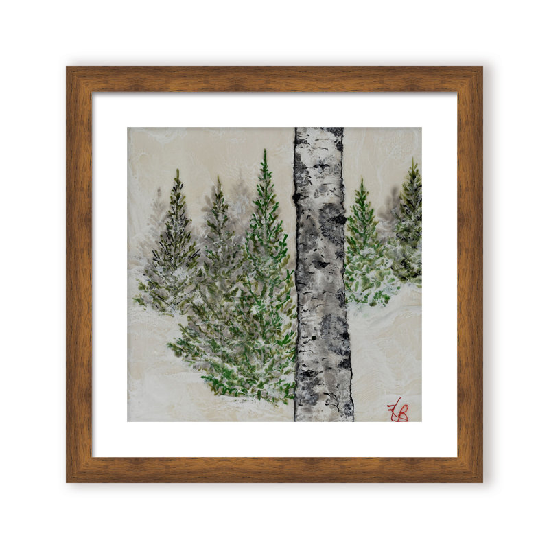 Nature Inspired "Wintered Pines" Canvas Wall Art By , 30" H x 30" W, Framed Print, Black