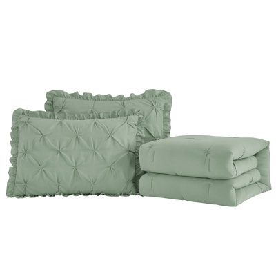 Aria French Country Chic Pinch Pleat Pintuck Ruffle Skirt Bedspread Set