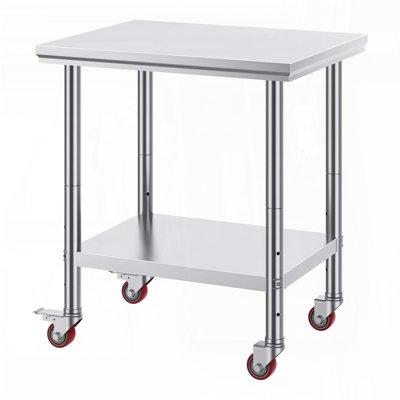 Stainless Steel Work Table with Wheels – 24 x 30 x 33.8 Inch