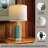 20"retro Green Resin Table Lamp Set Suitable For Living Room,bedroom,bedside Table Office