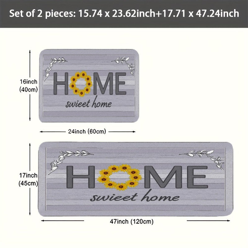 Tapis de cuisine à motif géométrique moderne, 2 pièces