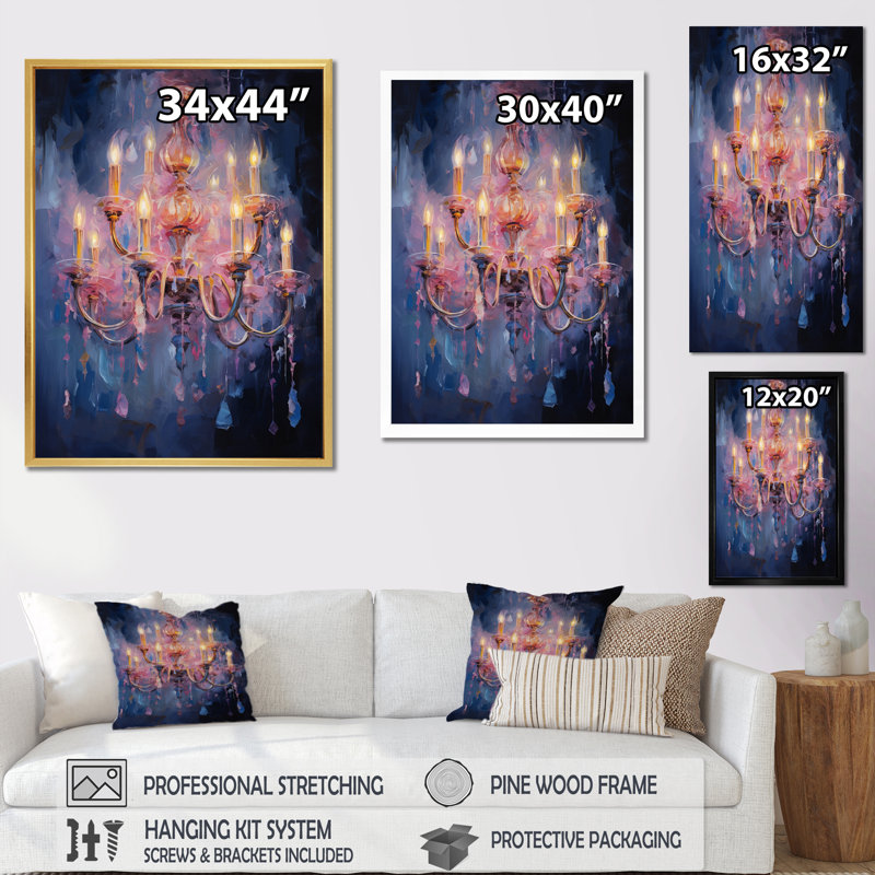 Latiqua Chandelier Whirling Dusk I, reproduction d'art sur toile, H 32 po x l 24 po x P 1 po, Encadrement doré