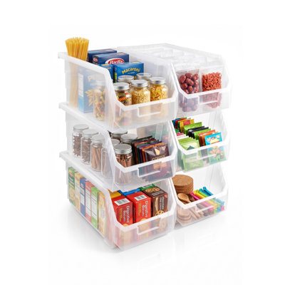 Sorbus 6 Pack Large Open Front Stackable Kitchen Storage Bin – Pantry & Cabinet Organizer
