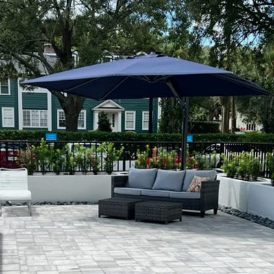 Draysen 108'' x 144'' Rectangular Cantilever Umbrella With Wheeled Base,Navy
