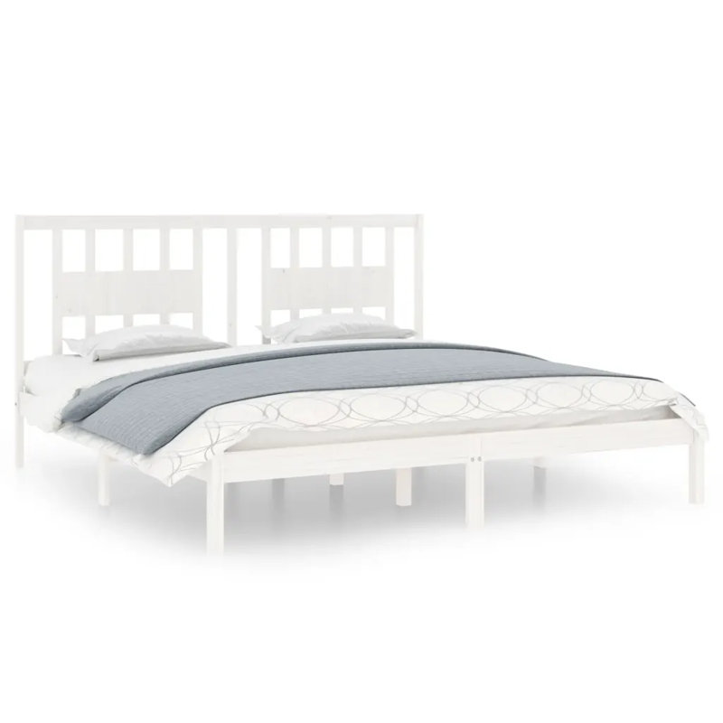 Bed Frame Solid Wood, Grey, Super King (200 x 200 cm), No