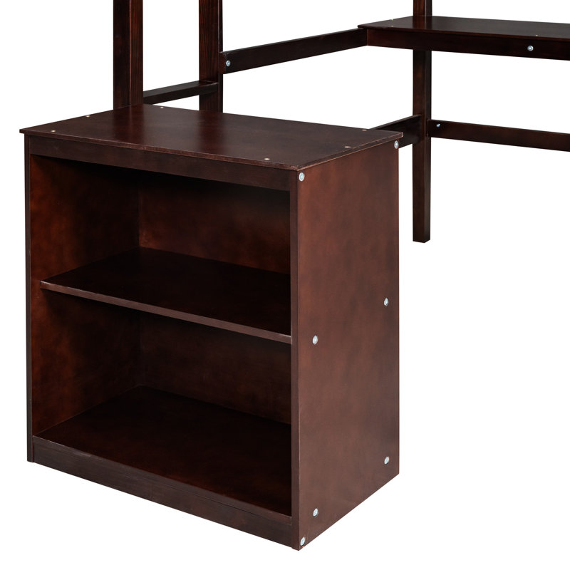 Lit mezzanine avec bureau et espace d'écriture, structure en bois pour une chambre à coucher sécuritaire et stable - 2 tiroirs pratiques