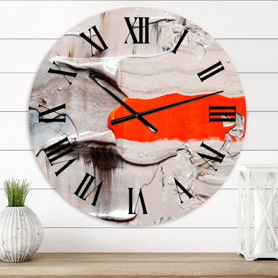 Vague rouge sur fond blanc cassé - horloge murale moderne